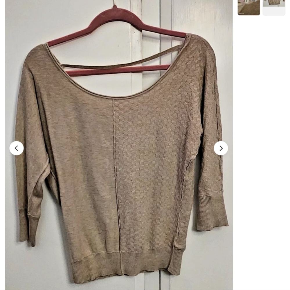 Guess Off-the-Shoulder Tan Sweater